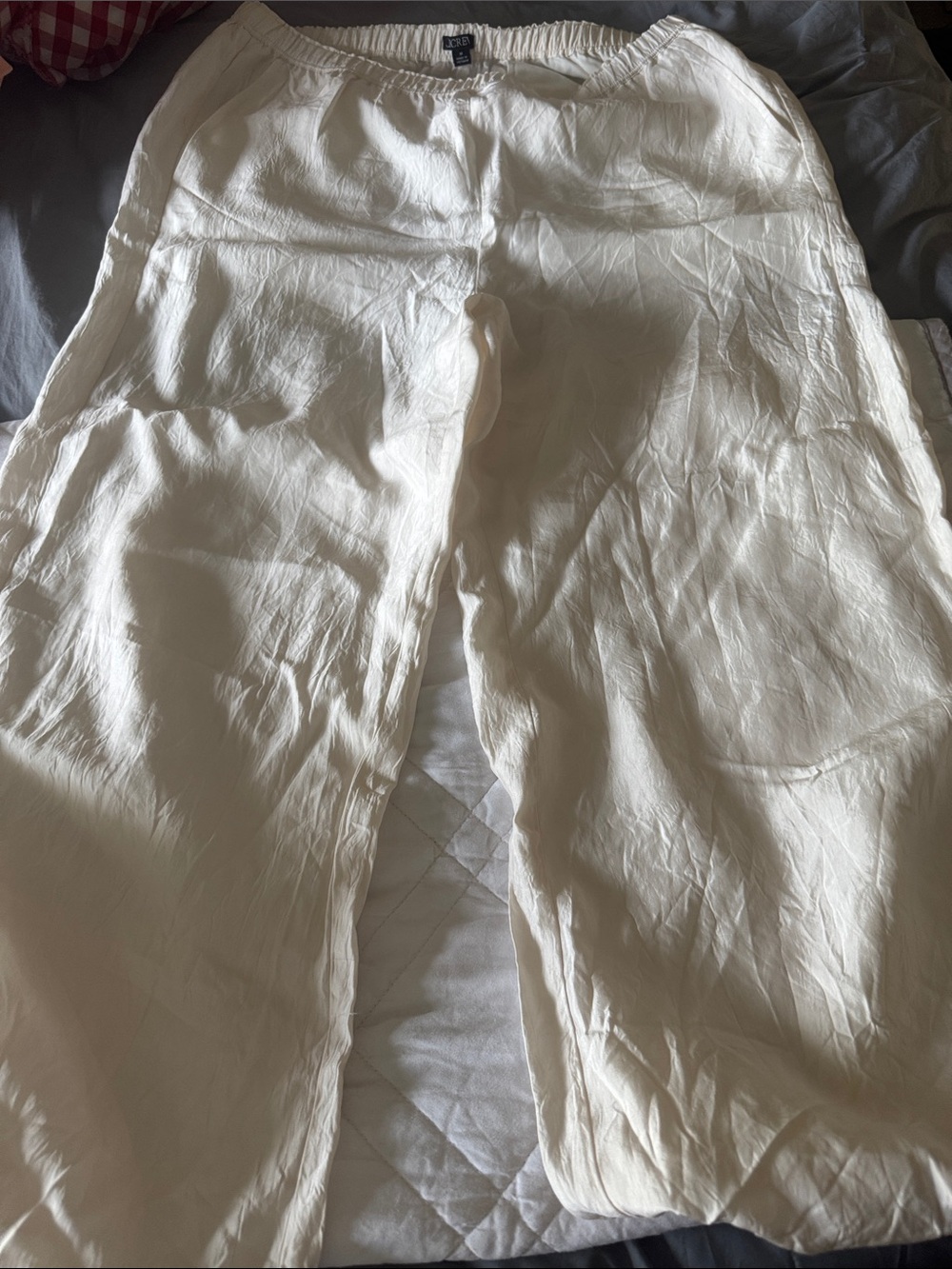 Women’s Cream Lightweight Linen-Blend Pants